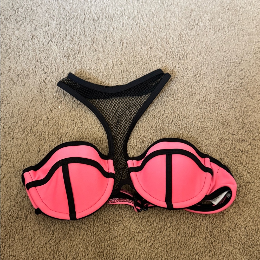 Beach Riot Pink and Black Bikini Top